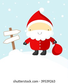Santa Claus and banners