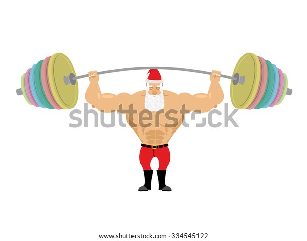 Santa Claus Barbell Bench Press Barbell Stock Vector Royalty Free