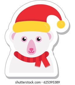 Santa Claus Bear Vector Icon 