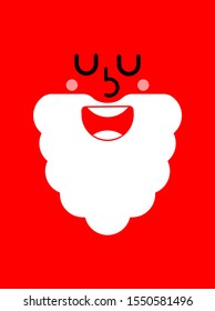 Santa Claus with Beard background. Red Santa Claus suit. Christmas and New Year Vector Illustration