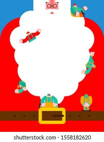 Santa Claus with Beard background. Red Santa Claus suit. Christmas and New Year Vector Illustration