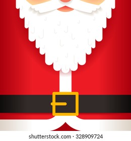 Santa Claus beard belt greating card flat design vector illustration