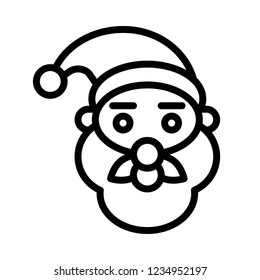 Santa Claus  with beard and cap Xmas editable outline icon.
