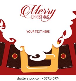 Santa Claus beard closeup. Greeting card. Vector Illustration