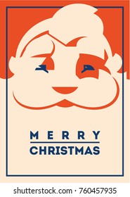 Santa claus with beard flat minialistic vector illustration. Christmas vintage hipster poster for party or greeting card.