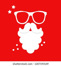 Santa Claus beard and glasses. Vector illustration.