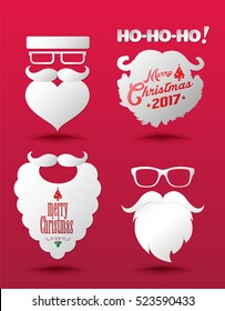 Santa Claus beard Hipster style set. Vector illustration for Christmas and New Year.
