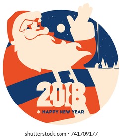 Santa claus with beard minimalistic vector illustration