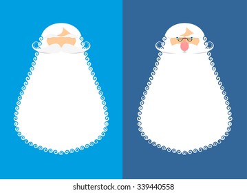 Santa Claus beard and mustache. Wig for Christmas. Face new year character. White old Grandfather