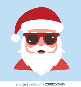 Santa Claus with Beard and Sunglasses Vector Illustration