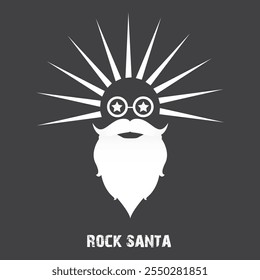 Santa Claus with beard vector illustration isolated on grey background. Christmas hipster poster for party or greeting card. Santa Hipster Claus. Vector merry christmas art design background.