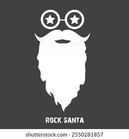 Santa Claus with beard vector illustration isolated on grey background. Christmas hipster poster for party or greeting card. Santa Hipster Claus. Vector merry christmas art design background.