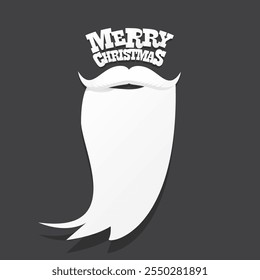 Santa Claus with beard vector illustration isolated on grey background. Christmas hipster poster for party or greeting card. Santa Hipster Claus. Vector merry christmas art design background.