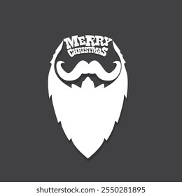 Santa Claus with beard vector illustration isolated on grey background. Christmas hipster poster for party or greeting card. Santa Hipster Claus. Vector merry christmas art design background.