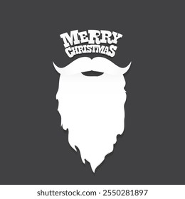 Santa Claus with beard vector illustration isolated on grey background. Christmas hipster poster for party or greeting card. Santa Hipster Claus. Vector merry christmas art design background.