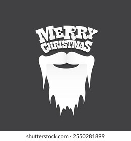 Santa Claus with beard vector illustration isolated on grey background. Christmas hipster poster for party or greeting card. Santa Hipster Claus. Vector merry christmas art design background.