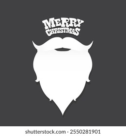 Santa Claus with beard vector illustration isolated on grey background. Christmas hipster poster for party or greeting card. Santa Hipster Claus. Vector merry christmas art design background.