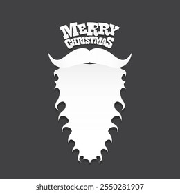 Santa Claus with beard vector illustration isolated on grey background. Christmas hipster poster for party or greeting card. Santa Hipster Claus. Vector merry christmas art design background.