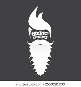 Santa Claus with beard vector illustration isolated on grey background. Christmas hipster poster for party or greeting card. Santa Hipster Claus. Vector merry christmas art design background.