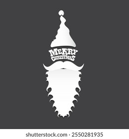 Santa Claus with beard vector illustration isolated on grey background. Christmas hipster poster for party or greeting card. Santa Hipster Claus. Vector merry christmas art design background.