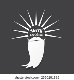 Papai Noel com ilustração de vetor de barba isolado no fundo cinza. Cartaz de Natal hipster para festa ou cartão de felicitações. Papai Noel. Vetor alegre fundo de design de arte de Natal.