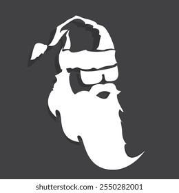 Santa Claus with beard vector illustration isolated on grey background. Christmas hipster poster for party or greeting card. Santa Hipster Claus. Vector merry christmas art design background.