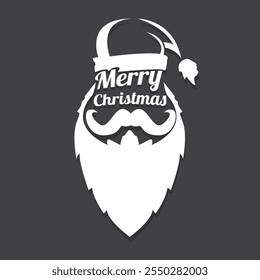 Papai Noel com ilustração de vetor de barba isolado no fundo cinza. Cartaz de Natal hipster para festa ou cartão de felicitações. Papai Noel. Vetor alegre fundo de design de arte de Natal.