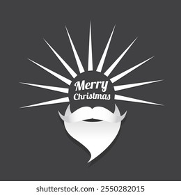 Santa Claus with beard vector illustration isolated on grey background. Christmas hipster poster for party or greeting card. Santa Hipster Claus. Vector merry christmas art design background.