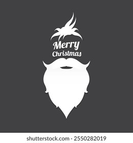 Santa Claus with beard vector illustration isolated on grey background. Christmas hipster poster for party or greeting card. Santa Hipster Claus. Vector merry christmas art design background.