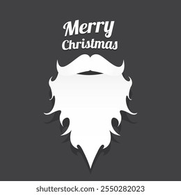 Santa Claus with beard vector illustration isolated on grey background. Christmas hipster poster for party or greeting card. Santa Hipster Claus. Vector merry christmas art design background.