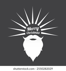 Santa Claus with beard vector illustration isolated on grey background. Christmas hipster poster for party or greeting card. Santa Hipster Claus. Vector merry christmas art design background.