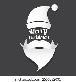 Santa Claus with beard vector illustration isolated on grey background. Christmas hipster poster for party or greeting card. Santa Hipster Claus. Vector merry christmas art design background.