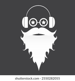 Santa Claus with beard vector illustration isolated on grey background. Christmas hipster poster for party or greeting card. Santa Hipster Claus. Vector merry christmas art design background.