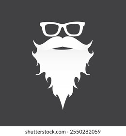 Santa Claus with beard vector illustration isolated on grey background. Christmas hipster poster for party or greeting card. Santa Hipster Claus. Vector merry christmas art design background.