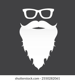 Santa Claus with beard vector illustration isolated on grey background. Christmas hipster poster for party or greeting card. Santa Hipster Claus. Vector merry christmas art design background.