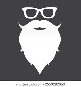 Santa Claus with beard vector illustration isolated on grey background. Christmas hipster poster for party or greeting card. Santa Hipster Claus. Vector merry christmas art design background.