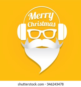 Santa claus with beard vector illustration .Christmas hipster poster for party or greeting card. Santa Hipster Claus. vector merry christmas art design background.