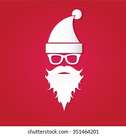 Santa claus with beard vector illustration .Christmas hipster poster for party or greeting card. Santa Hipster Claus. vector merry christmas art design background.