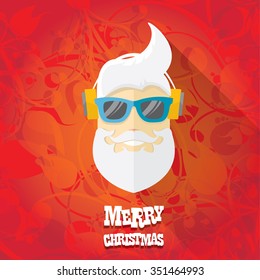 Santa claus with beard vector illustration .Christmas hipster poster for party or greeting card. Santa Hipster Claus. vector merry christmas art design background.