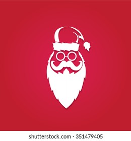 Santa claus with beard vector illustration .Christmas hipster poster for party or greeting card. Santa Hipster Claus. vector merry christmas art design background.