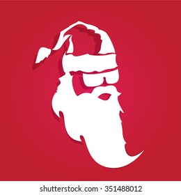 Santa claus with beard vector illustration .Christmas hipster poster for party or greeting card. Santa Hipster Claus. vector merry christmas art design background.