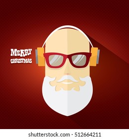 Santa claus with beard vector illustration .Christmas hipster poster for party or greeting card. Santa Hipster Claus. vector merry christmas art design background.
