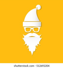 Santa claus with beard vector illustration .Christmas hipster poster for party or greeting card. Santa Hipster Claus. vector merry christmas art design background.