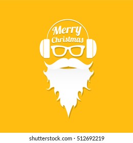Santa claus with beard vector illustration .Christmas hipster poster for party or greeting card. Santa Hipster Claus. vector merry christmas art design background.