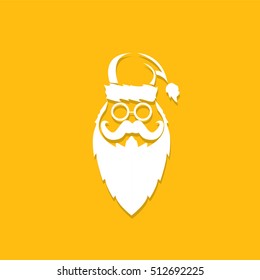Santa claus with beard vector illustration .Christmas hipster poster for party or greeting card. Santa Hipster Claus. vector merry christmas art design background.