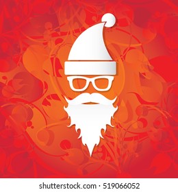 Santa claus with beard vector illustration .Christmas hipster poster for party or greeting card. Santa Hipster Claus. vector merry christmas art design background.