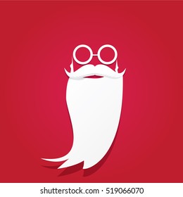 Santa claus with beard vector illustration .Christmas hipster poster for party or greeting card. Santa Hipster Claus. vector merry christmas art design background.