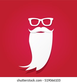 Santa claus with beard vector illustration .Christmas hipster poster for party or greeting card. Santa Hipster Claus. vector merry christmas art design background.
