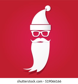 Santa claus with beard vector illustration .Christmas hipster poster for party or greeting card. Santa Hipster Claus. vector merry christmas art design background.