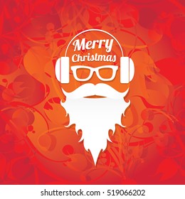 Santa claus with beard vector illustration .Christmas hipster poster for party or greeting card. Santa Hipster Claus. vector merry christmas art design background.